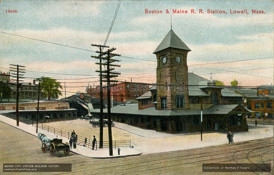 Postcard: Boston & Maine Railroad Station, Lowell, Massachusetts